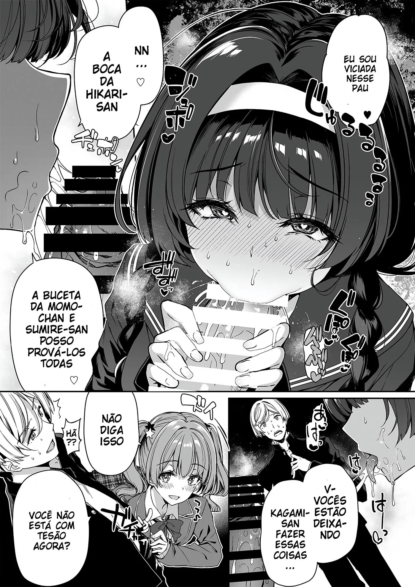 Brigas, Sexo Grupal e Peitudas: Akiho e sua amiga piranha em Hentai HQ Brasileiro