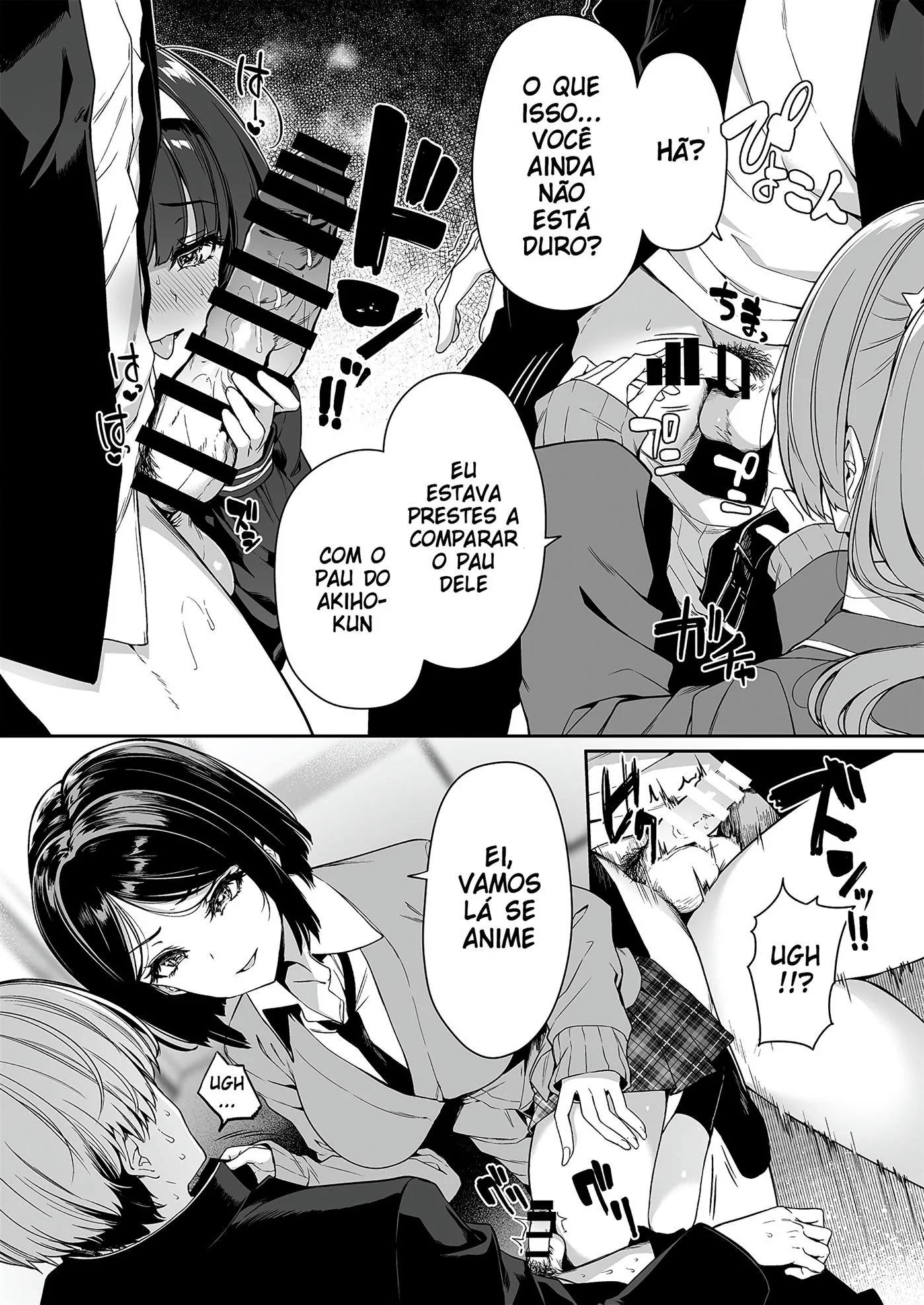 Brigas, Sexo Grupal e Peitudas: Akiho e sua amiga piranha em Hentai HQ Brasileiro