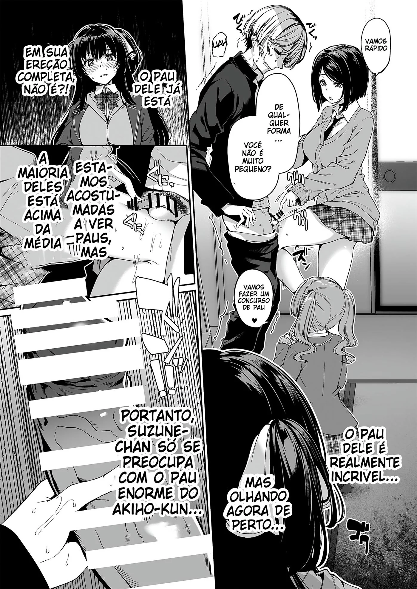 Brigas, Sexo Grupal e Peitudas: Akiho e sua amiga piranha em Hentai HQ Brasileiro