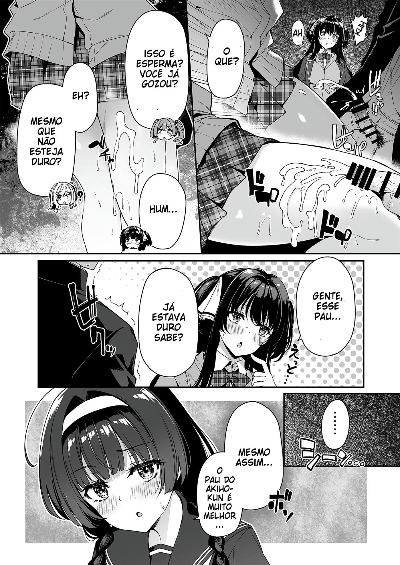 Brigas, Sexo Grupal e Peitudas: Akiho e sua amiga piranha em Hentai HQ Brasileiro