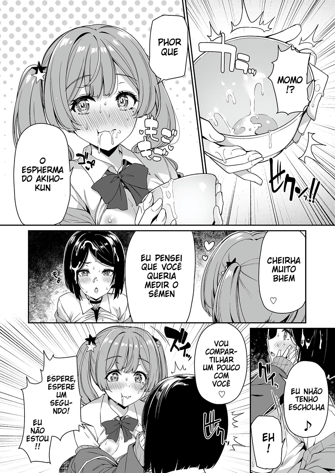Brigas, Sexo Grupal e Peitudas: Akiho e sua amiga piranha em Hentai HQ Brasileiro