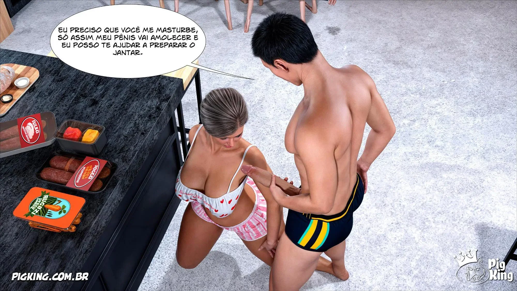 Quarentona Safada: Camila e a Piroca do Filho em Hentai HQ Brasileiro